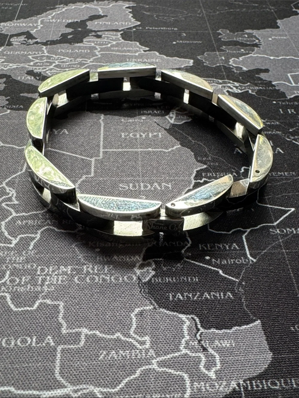 Men's Black and Silver Two-Tone Stainless Link Bracelet
